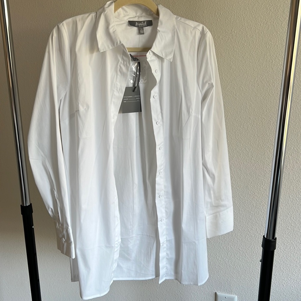 White button down top